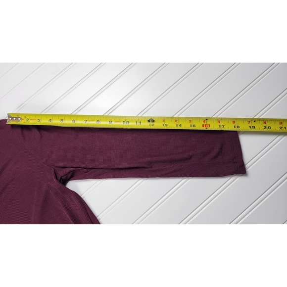 Michael Kors Ribbed V Neck Long Sleeve Tie‎ Front Top Burgundy Size Small - Picture 6 of 9